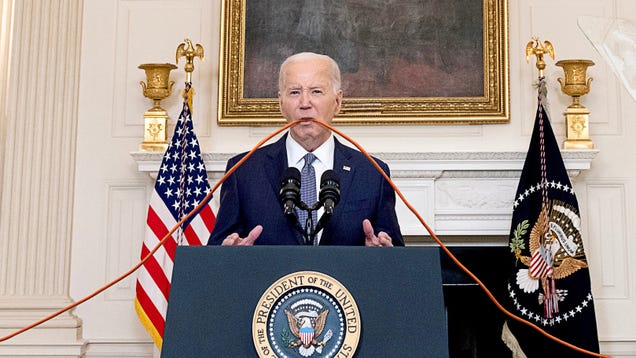 Biden Spends Press Conference Gnawing On Extension Cord