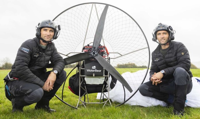 ‘World’s Most Intrepid Twins’ Break World Altitude Record Flying Over The Alps at 8,000-ft in Electric Paraglider